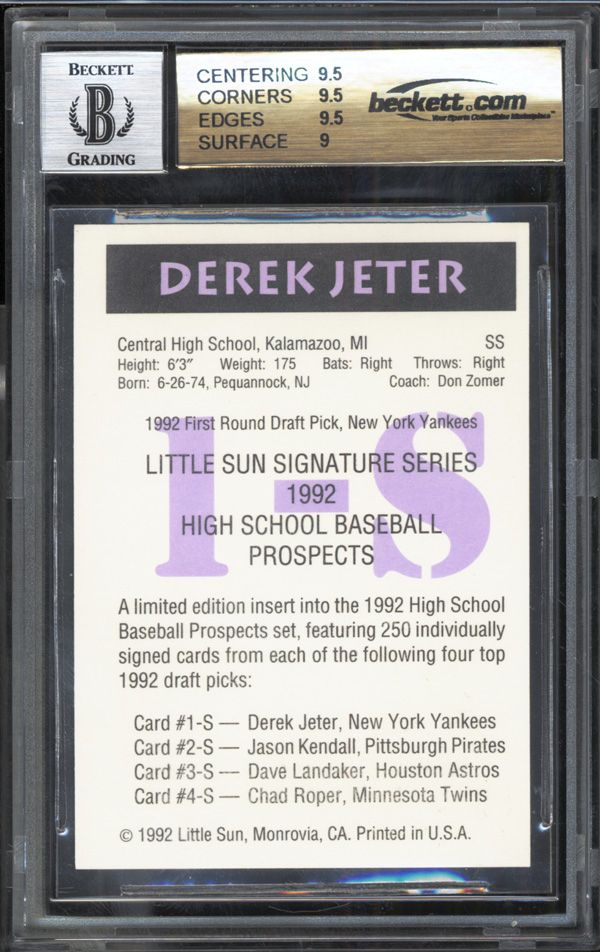 1992 Little Sun High School Prospects Derek Jeter (Autographed