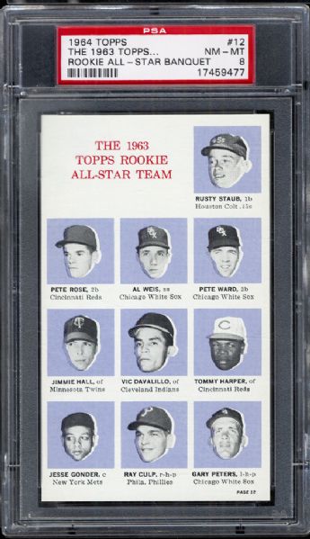 1964 Topps #12 Rookie All Star Banquet “1963 Topps All Star Team” Including Pete Rose PSA 8 NM/MT