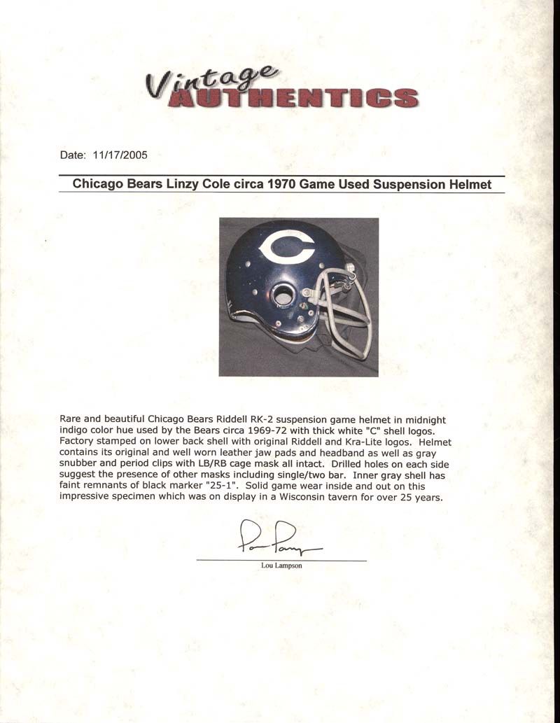 Lot Detail - 1970's Chicago Bears Game Worn Helmet (MEARS LOA)