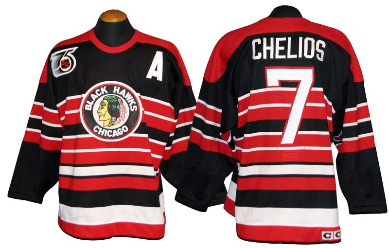 1995-96 Chris Chelios Game Worn, Signed Chicago Blackhawks, Lot #81794