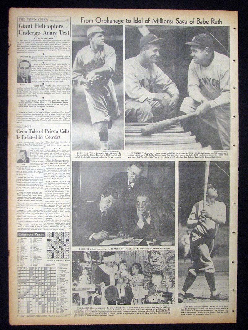 Lot Detail - 1948 Babe Ruth Dies Newspaper