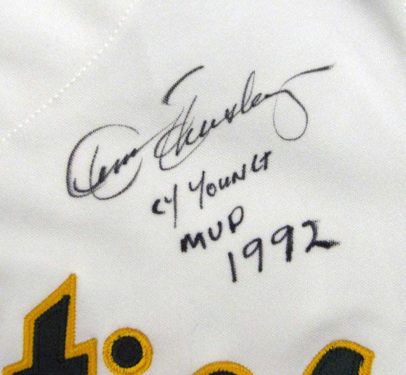 Autographed/Signed Dennis Eckersley Oakland Yellow Baseball Jersey
