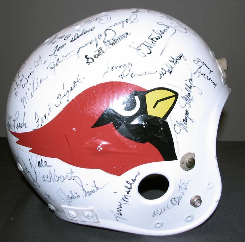 Lot Detail - 1972 St. Louis Cardinals Team-Signed Game-Used Football Helmet  with Larry Wilson and Rare Bobby Moore (Ahmad Rashad)