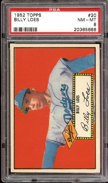 1952 Topps #20 Billy Loes PSA 8 NM/MT