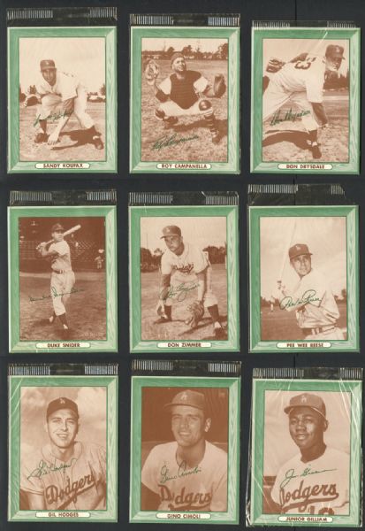 1958 Bell Brand Los Angeles Dodgers Near Complete Set 9/10 in Unopened Cello Packs