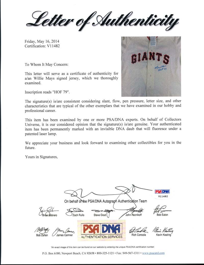 Lot Detail - Willie Mays Autographed Giants Jersey Mitchell & Ness