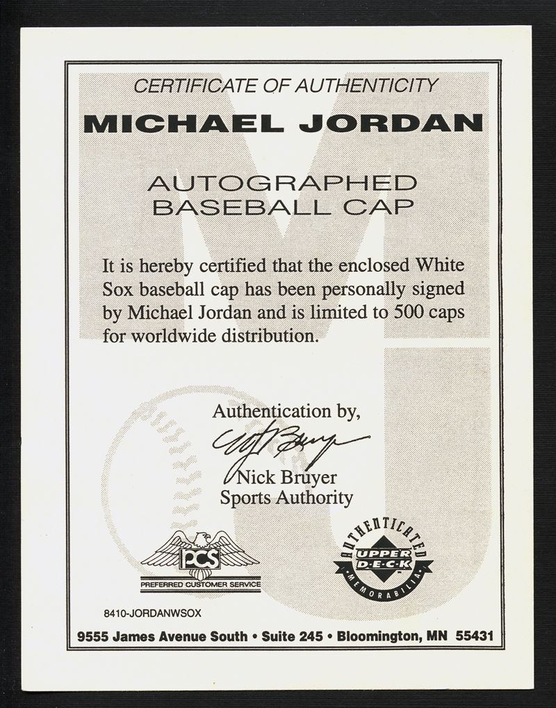 Autographed Chicago White Sox Michael Jordan Cap - Limited