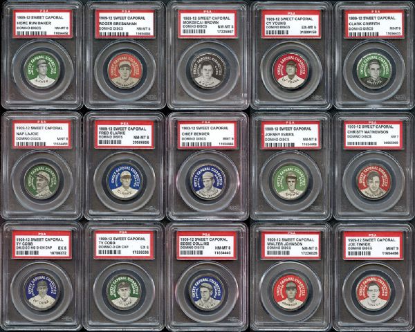 1909-12 Sweet Caporal Domino Disc Complete PSA Graded Set #1 on PSA Set Registry (129 Subjects)