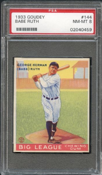 1933 Goudey #144 Babe Ruth PSA 8 NM/MT