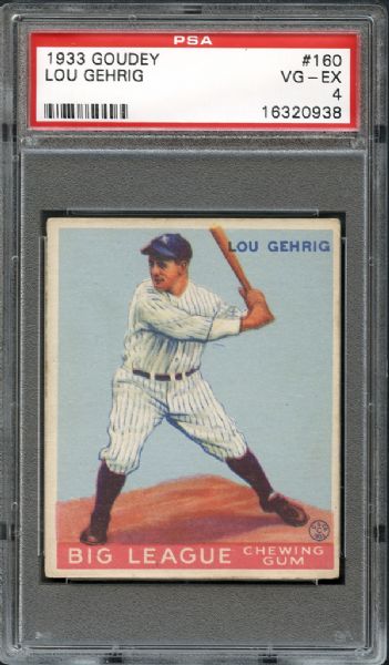 1933 Goudey #160 Lou Gehrig PSA 4 VG/EX