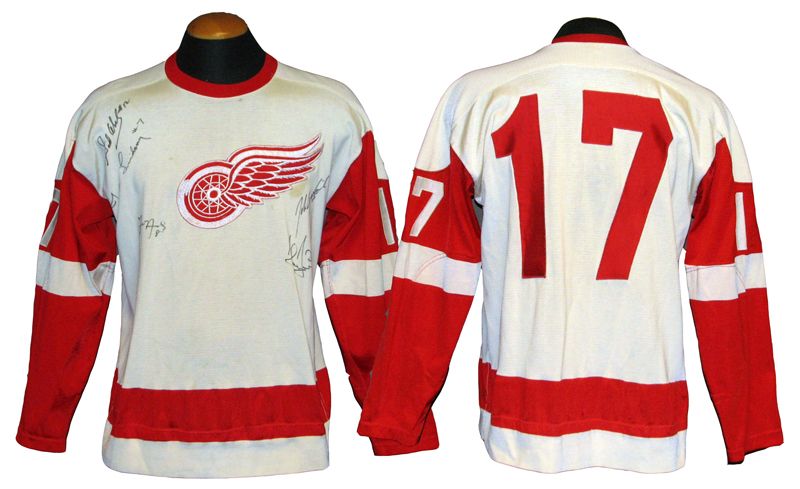 Lot Detail - Sid Abel Lot of 2 Autographed Red Wings Jerseys