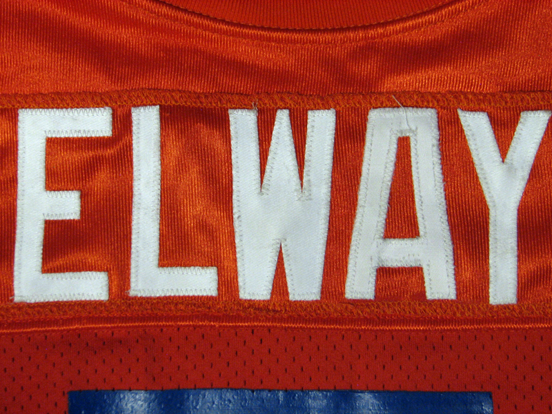 JOHN ELWAY DENVER BRONCOS VINTAGE 1990'S LOGO 7 JERSEY ADULT LARGE - Bucks  County Baseball Co.