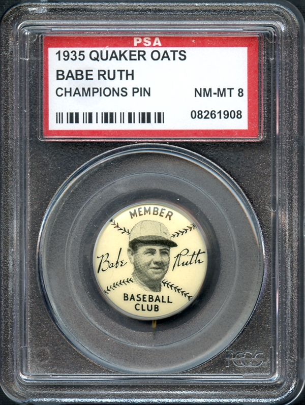 Lot Detail Quaker Oats Babe Ruth Pin Psa Nm Mt