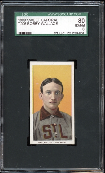 1909 Sweet Caporal T206 Bobby Wallace SGC 80 EX/NM 6
