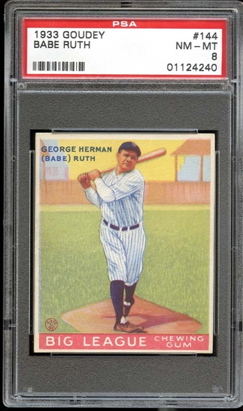 1933 Goudey #144 Babe Ruth PSA 8 NM/MT