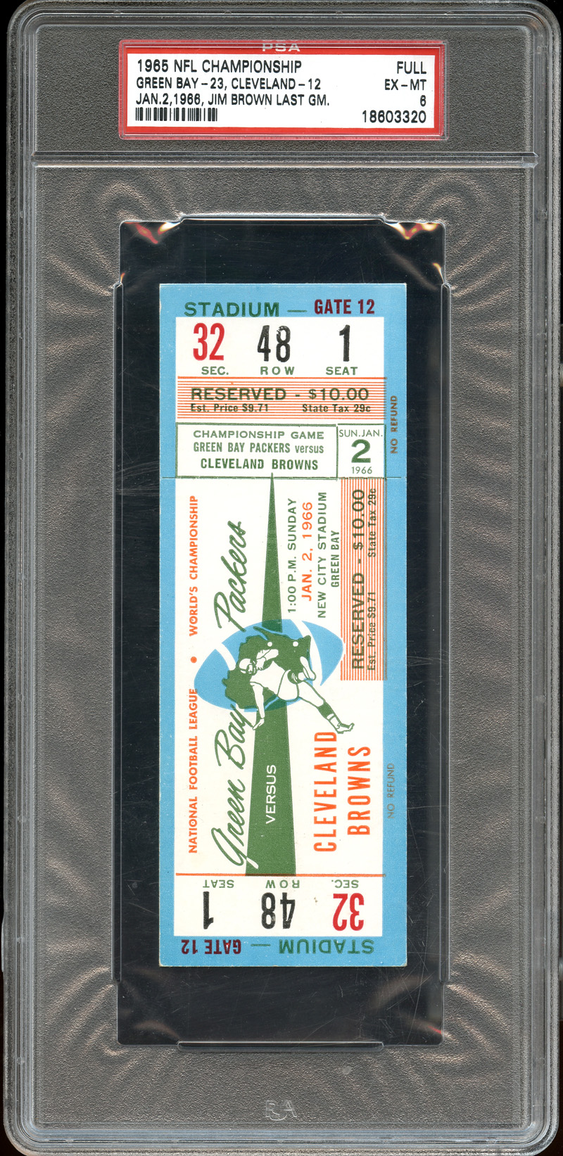 Lot Detail - 1965 NFL Championship Game Ticket PSA EX/MT 6