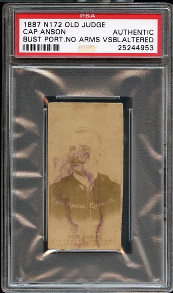 1887 N172 Old Judge Cap Anson Bust Portrait No Arms PSA AUTHENTIC