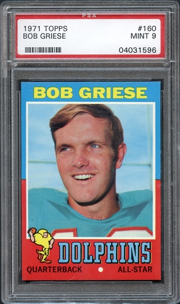 1971 Topps #160 Bob Griese PSA 9 MINT