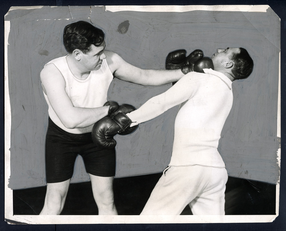 Lot Detail Babe Ruth Type Original News Photo In Boxing Ring