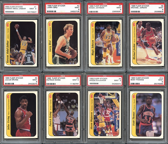 1986-87 Fleer Basketball Sticker Complete Set All PSA MINT 9 with Jordan