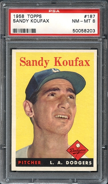 1958 Topps #187 Sandy Koufax PSA 8 NM/MT