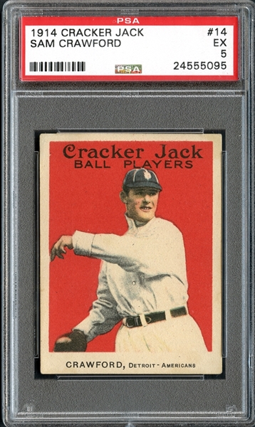 1914 Cracker Jack #14 Sam Crawford PSA 5 EX