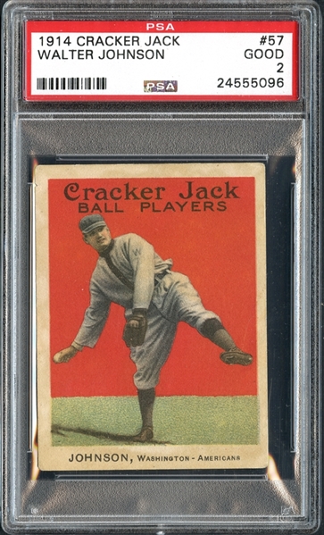 1914 Cracker Jack #57 Walter Johnson PSA 2 GOOD