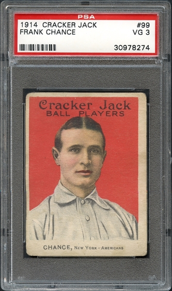 1914 Cracker Jack #99 Frank Chance PSA 3 VG