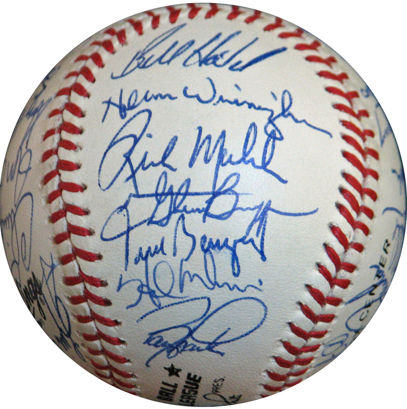 Lou Piniella autographed baseball card (Cincinnati Reds World