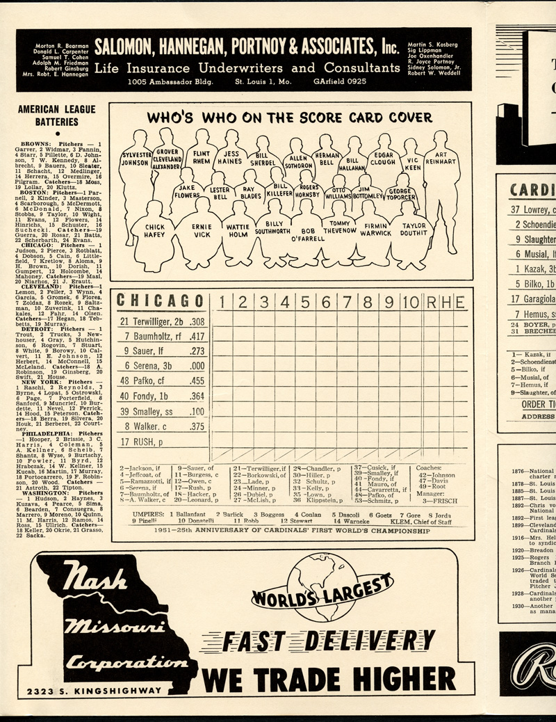 Lot Detail - 1951 St. Louis Cardinals Scorecard and Schedule