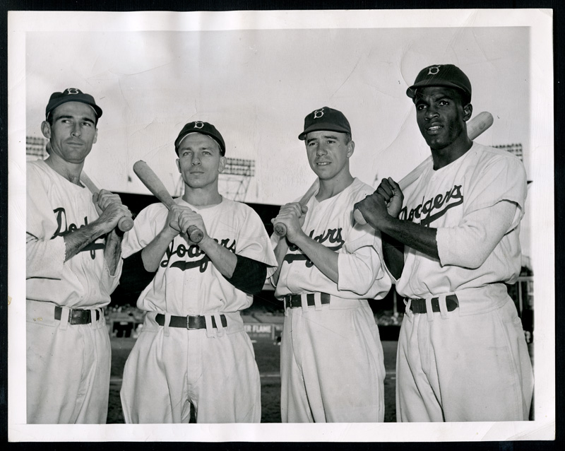 Lot Detail - 1947 Brooklyn Dodgers Superstar Infield Type I Original 7x9  Photo with Rookie Jackie Robinson