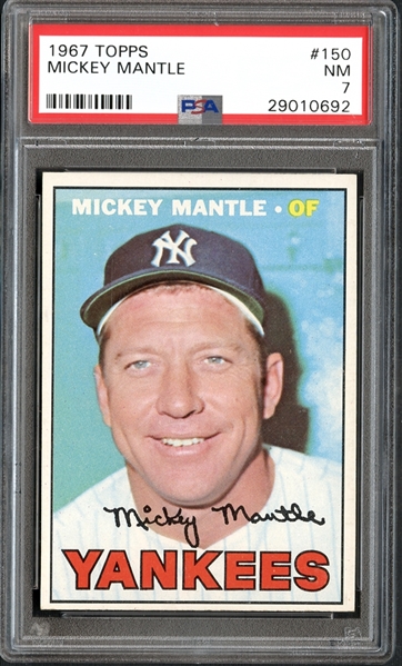 1967 Topps#150 Mickey Mantle PSA 7 NM