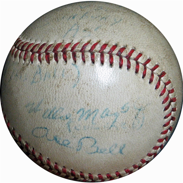 1950 Trenton Giants Multi-Signed Baseball Featuring Earliest Known Signature of Willie Mays As a Professional