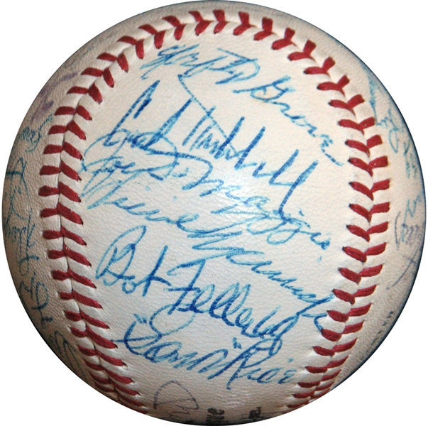 Hall of Fame Multi-Signed ONL (Giles) Ball with (27) Signatures Featuring Mantle, DiMaggio, Stengel, Wheat Etc. 