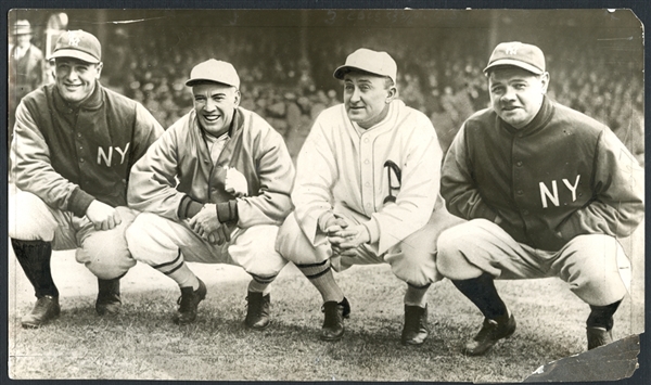 Awesome 1928 Original Type I Photograph Featuring Ruth, Gehrig, Speaker and Cobb