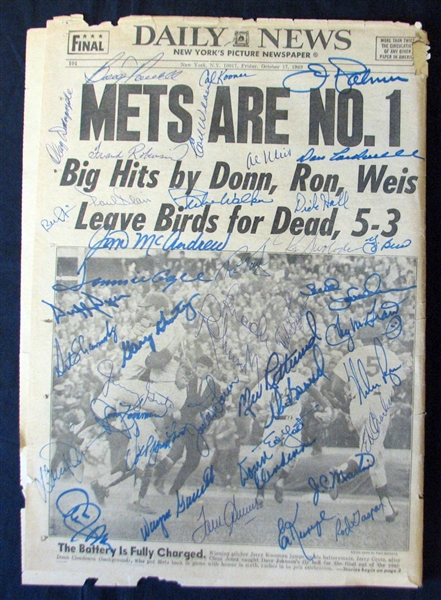 1969 New York Mets World Champions Multi-Signed Newspaper with (41) Signatures Featuring Seaver, Ryan, Berra, Etc.