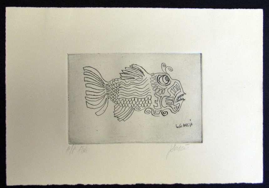 Jerry Garcia Signed "Fish" Plate Etching Artists Proof (J. Garcia c. 1991)