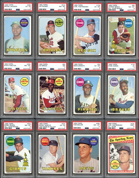 1969 Topps Baseball Complete Set with PSA Graded Stars 
