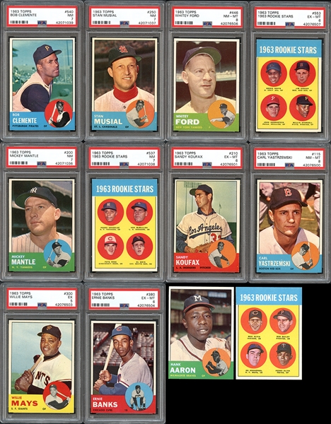 1963 Topps Baseball Complete Set with PSA Graded Stars 