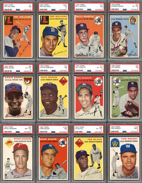 1954 Topps Baseball Near Complete Set (248/250) with PSA Graded Stars 
