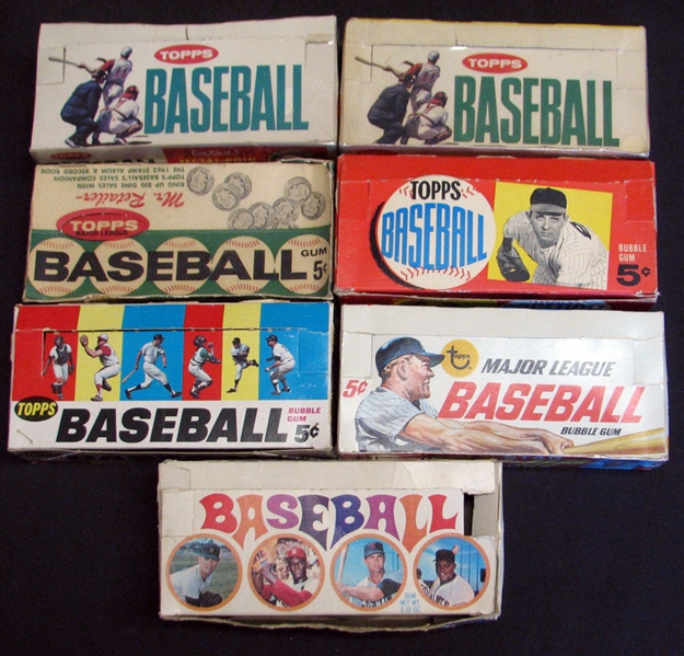 1960-69 Topps Baseball Group of (7) 5 Cent Display Boxes
