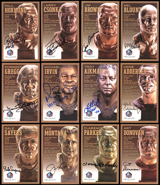 Pro Football Hall of Fame Autographed Bronze Bust Collector Cards Set with Additional Autographs