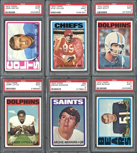 1972 Topps Football High Grade Group of (40) with HOFers All PSA Graded
