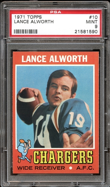 1971 Topps #10 Lance Alworth PSA 9 MINT