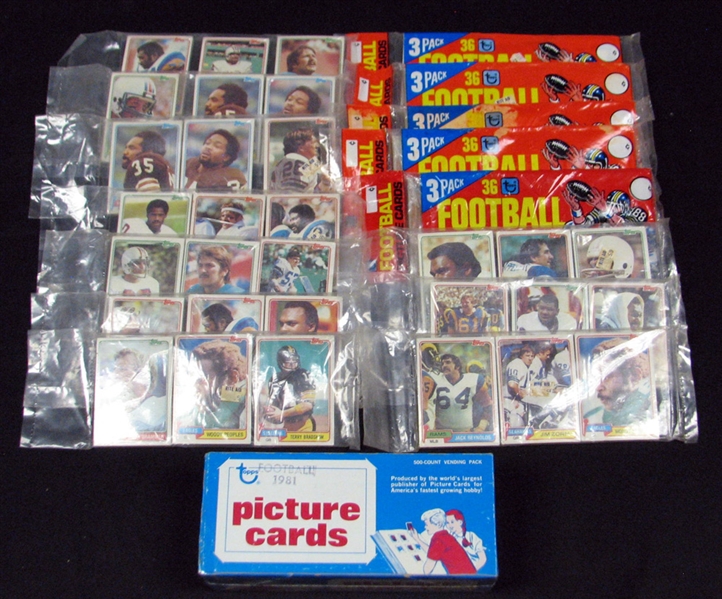 1981 Topps Football Unopened Lot to Include: (1) Unopened Vending Box (BBCE) and (15) Unopened Rack Packs