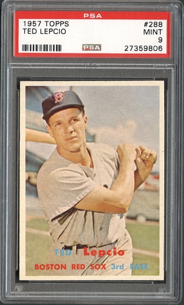 1957 Topps #288 Ted Lepcio PSA 9 MINT