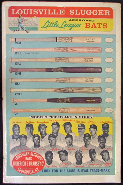 1967 H&B Louisville Slugger Advertising Display Poster with Mantle, Clemente, Aaron, Etc.