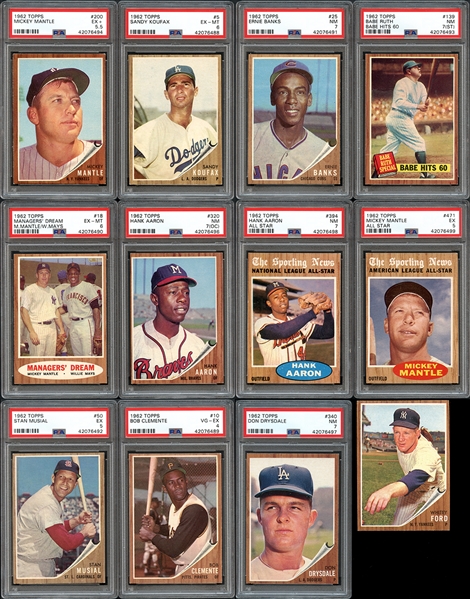 1962 Topps Baseball Complete Set with PSA Graded Stars
