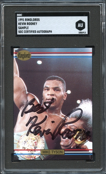 1991 Ringlords Mike Tyson Kevin Rooney Autographed Sample SGC Authentic