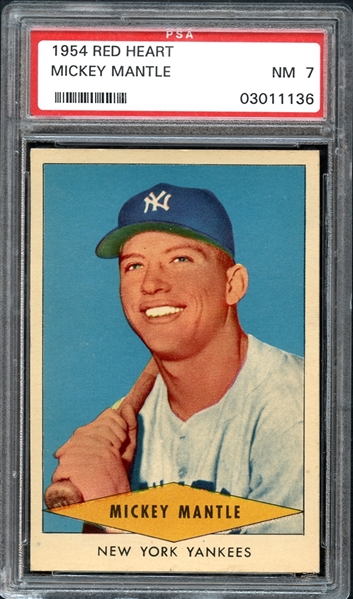 1954 Red Heart Mickey Mantle PSA 7 NM